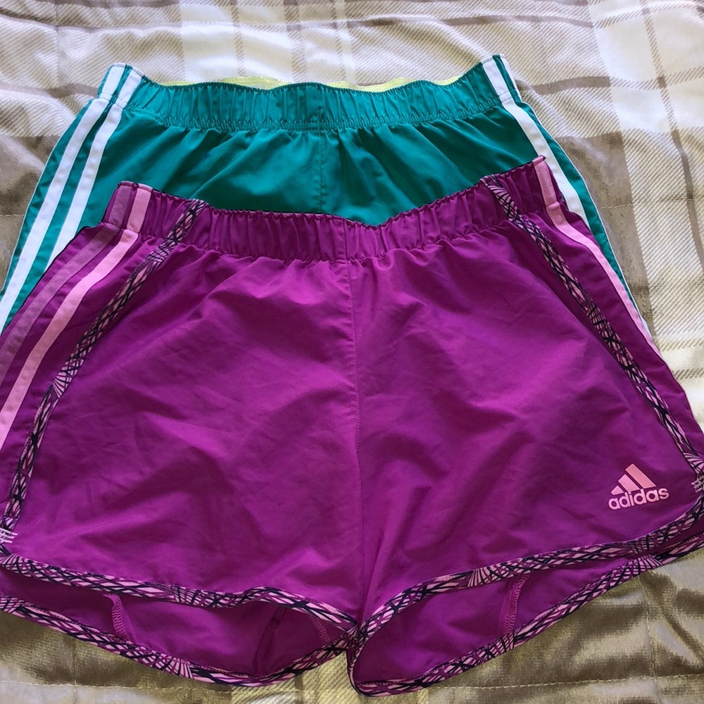 2* ADIDAS Green Purple Running Sport Shorts